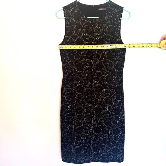 J. McLaughlin black & gold metallic, lace inspired, sleeveless midi sheath dress - Picture 7 of 8